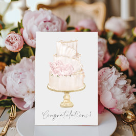 Tarjeta Felicitaciones Pastel Boda Peony Rosa