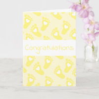 Felicitaciones Patrón de pies de bebé amarillo