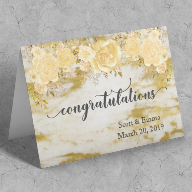Tarjeta Felicitaciones personalizadas de boda Floral dorad (Subido por el creador)