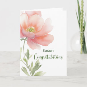Tarjeta Felicitaciones Personalizadas Flor Acuarela