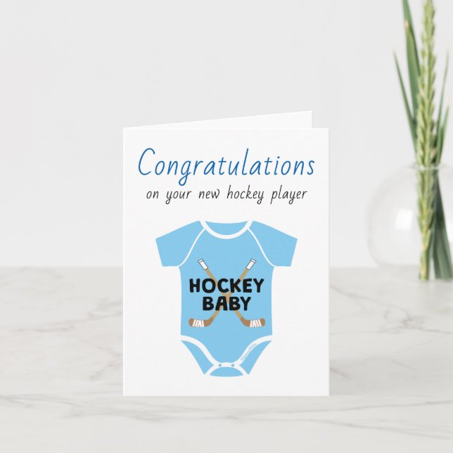 Tarjeta Felicitaciones Personalizadas Hockey Baby Shower (Anverso)
