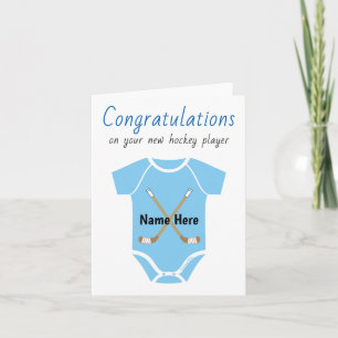 Tarjeta Felicitaciones Personalizadas Nuevo Bebé Hockey Ni