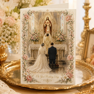 Tarjeta Felicitaciones por Boda Católica Tradicional