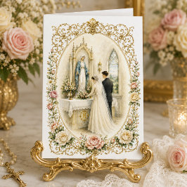 Tarjeta Felicitaciones por Boda Católica Tradicional
