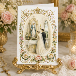 Tarjeta Felicitaciones por Boda Católica Tradicional