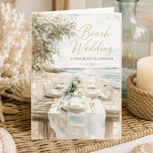 Tarjeta Felicitaciones por Boda en la Playa Día de Boda Co