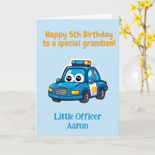 Tarjeta Felicitaciones por el 5º cumpleaños nieto, coche d