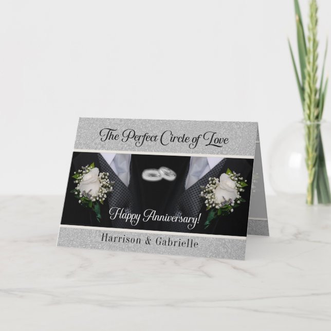 Tarjeta Felicitaciones por el aniversario de dos Grooms (Anverso)