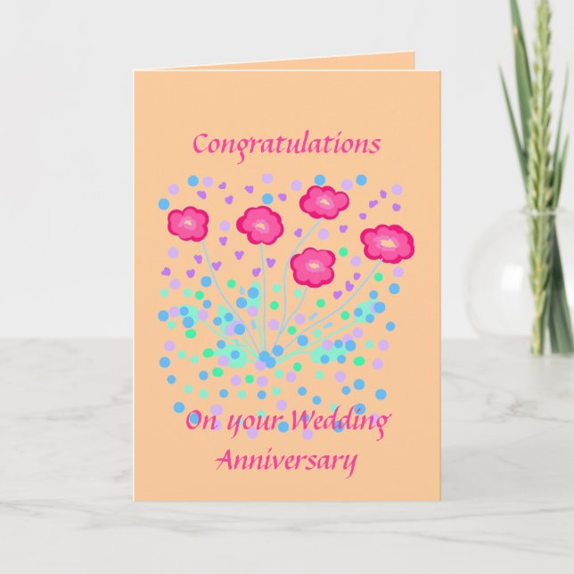 Tarjeta felicitaciones por el aniversario de los bodas (Anverso)