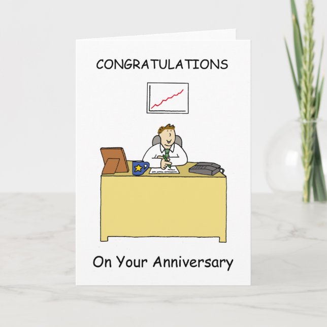 Tarjeta Felicitaciones por el aniversario de trabajo para  (Anverso)