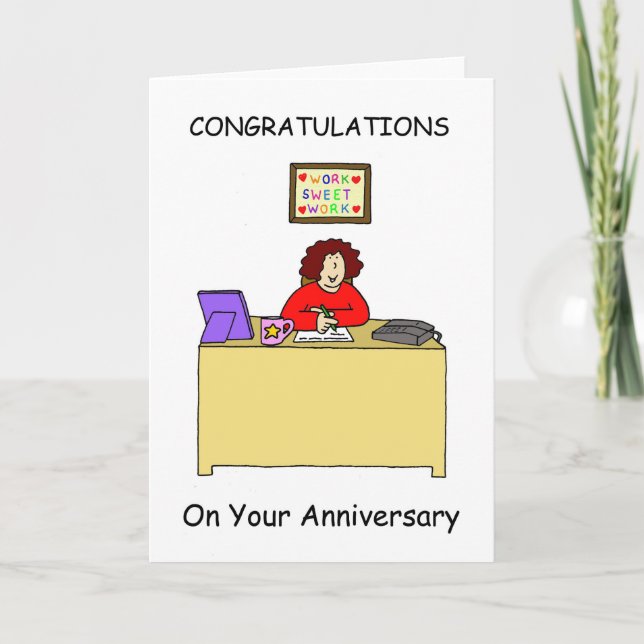 Tarjeta Felicitaciones por el aniversario del trabajo para (Anverso)
