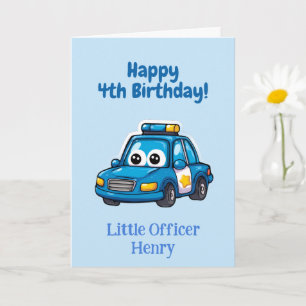 Tarjeta Felicitaciones por el coche de policía, Cumpleaños