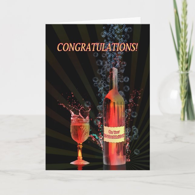 Tarjeta Felicitaciones por el compromiso, con el vino de s (Anverso)