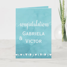 Tarjeta Felicitaciones por el compromiso de los Bodas azul