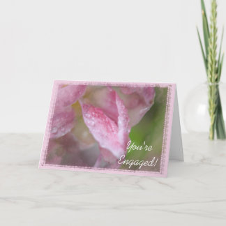 Tarjeta Felicitaciones por el compromiso de tulipanes rosa