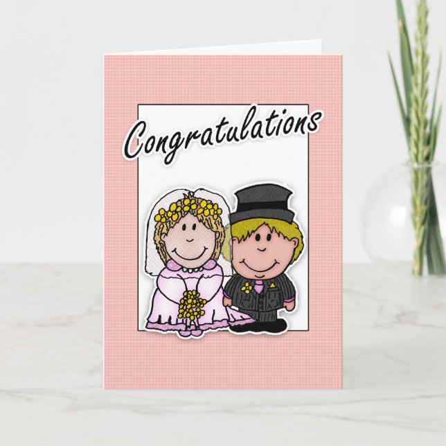Tarjeta felicitaciones por el día de la boda con la novia  (Anverso)