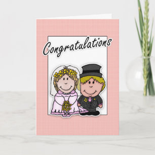 Tarjeta felicitaciones por el día de la boda con la novia