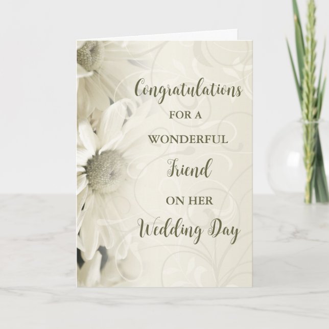 Tarjeta Felicitaciones por el Día de la Boda de Amigo (Anverso)