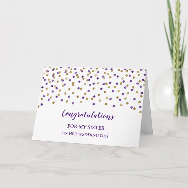 Tarjeta Felicitaciones por el Día de la Boda de la Hermana (Anverso)