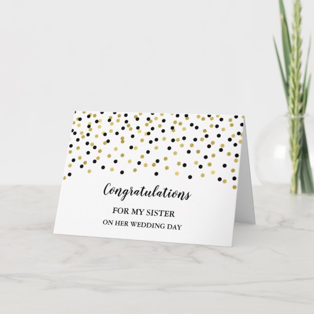 Tarjeta Felicitaciones por el Día de la Boda de la Hermana (Anverso)