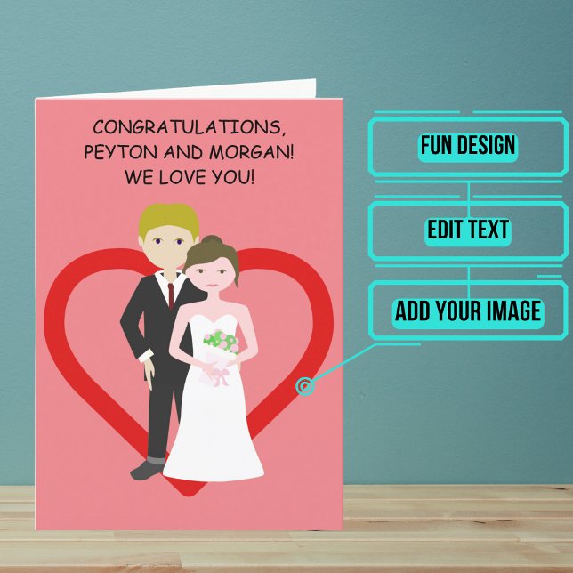 Tarjeta Felicitaciones por el día de la boda de la pareja  (Send your love and congratulations with a modern and unique twist.)