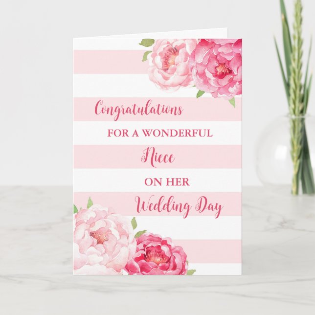 Tarjeta Felicitaciones por el Día de la Boda de la sobrina (Anverso)