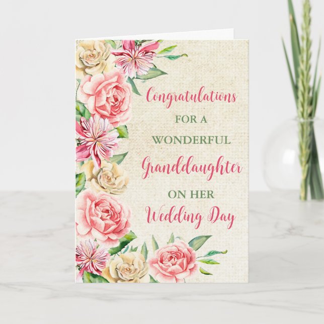 Tarjeta Felicitaciones por el día de la boda de nietas (Anverso)