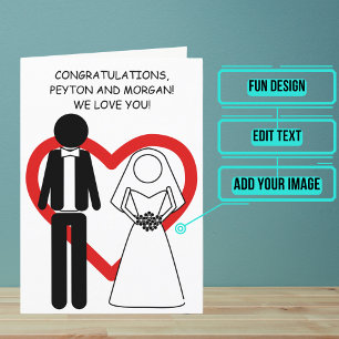 Tarjeta Felicitaciones por el Día de la Boda de Pareja Neg
