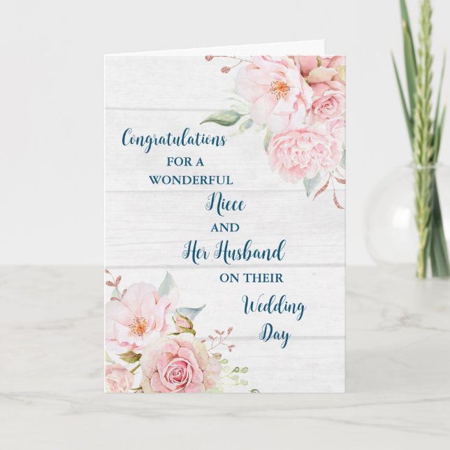 Tarjeta Felicitaciones por el día de la boda de sobrina y  (Anverso)