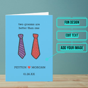 Tarjeta Felicitaciones por el Día de la Boda en dos Grooms