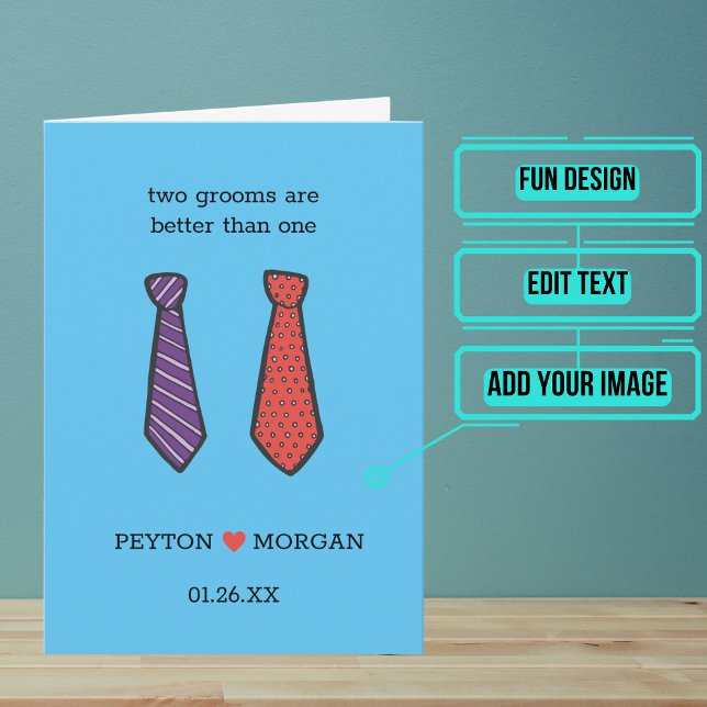 Tarjeta Felicitaciones por el Día de la Boda en dos Grooms (Send your love and congratulations with a modern and unique twist.)