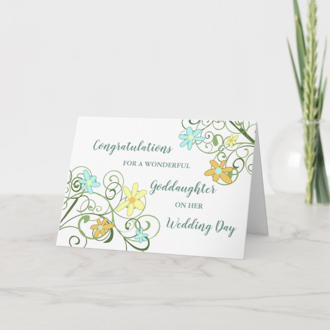Tarjeta Felicitaciones por el Día de la Boda Floral de la  (Anverso)