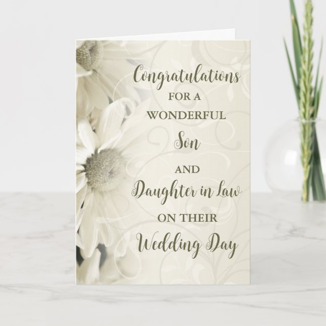 Tarjeta Felicitaciones por el día de la boda legal de hijo (Anverso)