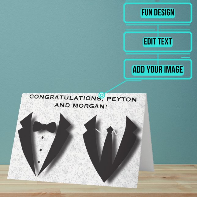 Tarjeta Felicitaciones por el Día de la Boda Resumen de do (Send your love and congratulations with a modern and unique twist.)