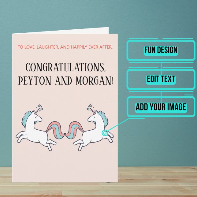 Tarjeta Felicitaciones por el día de la boda sin género LG (Send your love and congratulations with a modern and unique twist.)