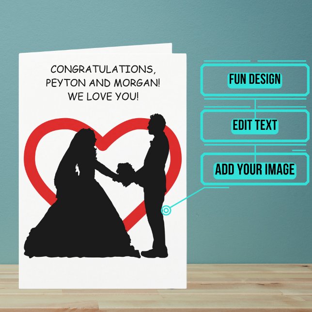 Tarjeta Felicitaciones por el Día de la Pareja de Silhouet (Send your love and congratulations with a modern and unique twist.)