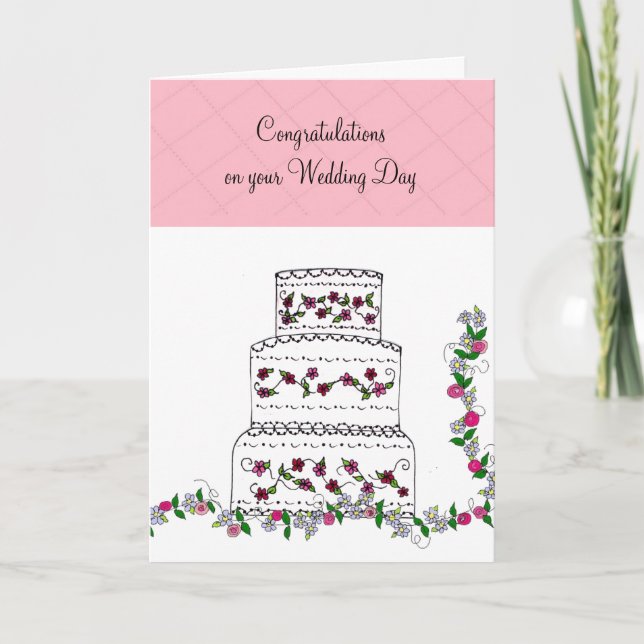 Tarjeta Felicitaciones por el matrimonio de la tarta de bo (Anverso)