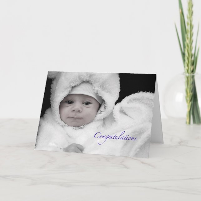 Tarjeta Felicitaciones por el nacimiento de un niño bebé (Anverso)