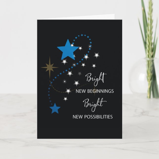 Tarjeta Felicitaciones por el nuevo trabajo Estrella azul  (Anverso)