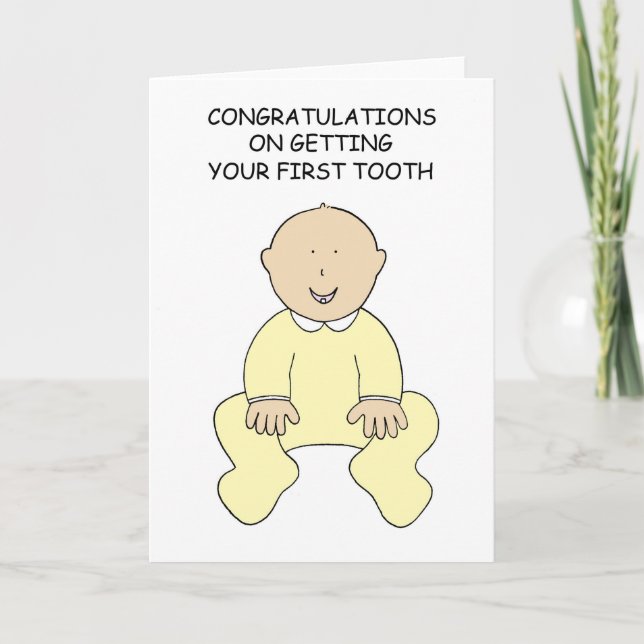 Tarjeta Felicitaciones por el primer diente del bebé (Anverso)