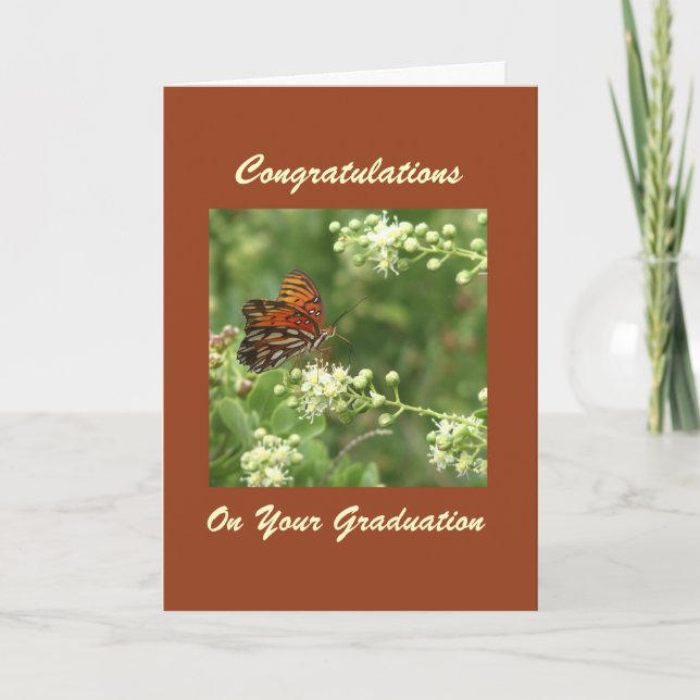 Tarjeta Felicitaciones por el saludo de Mariposa de Gradua (Anverso)