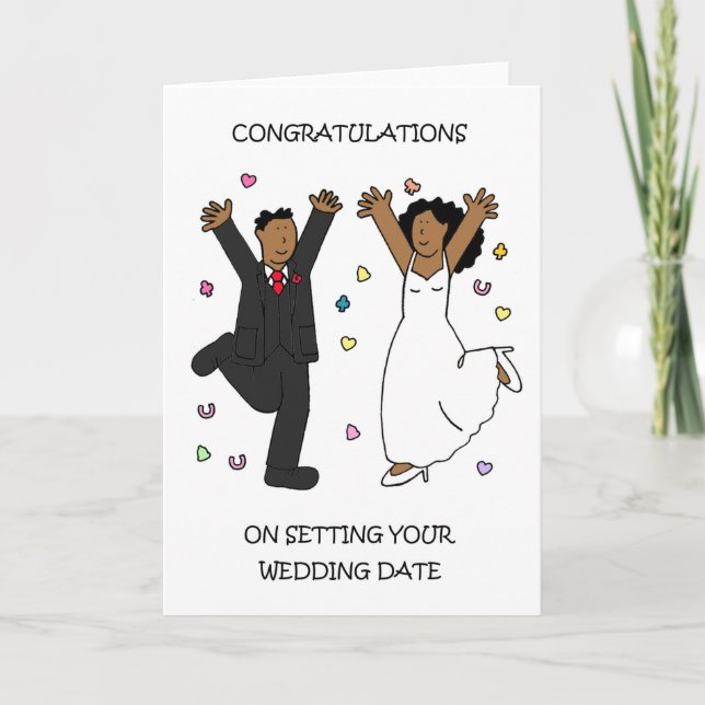 Tarjeta Felicitaciones por establecer la fecha de Boda (Anverso)