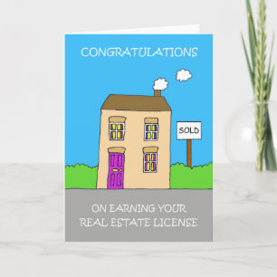 Tarjeta Felicitaciones por ganar licencia inmobiliaria