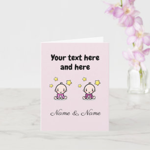 Tarjeta Felicitaciones por gemelas con nombres personaliza