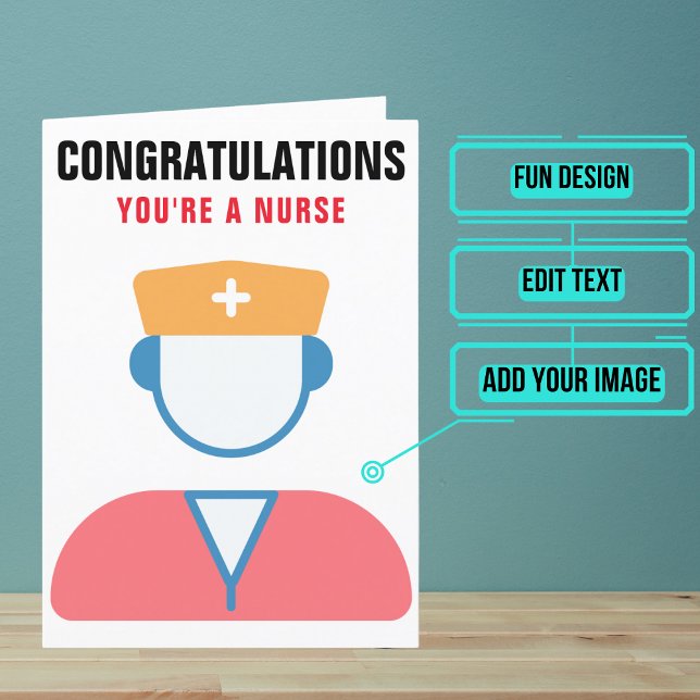 Tarjeta Felicitaciones por graduación de enfermería mascul (This card that is perfect for a nurse graduate.)