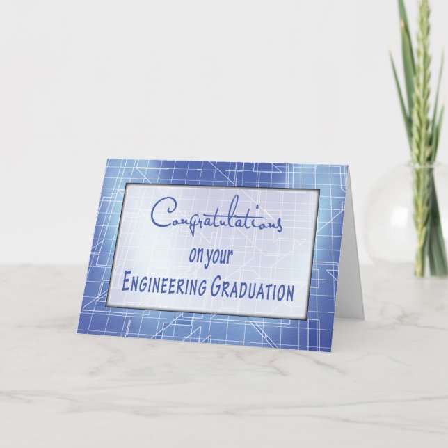 Tarjeta Felicitaciones por graduación de ingeniería con Bl (Anverso)
