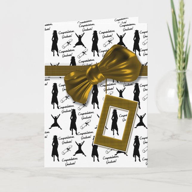 Tarjeta Felicitaciones por graduación para mujeres. (Anverso)