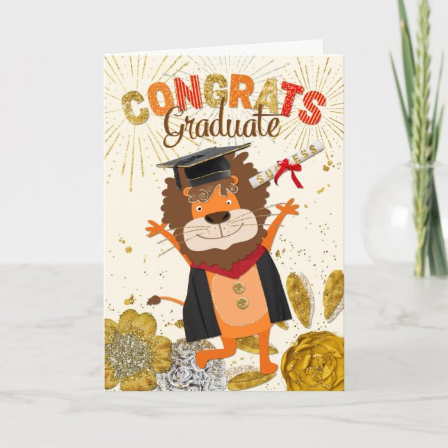 Tarjeta Felicitaciones por graduación - Personalizado de L (Anverso)