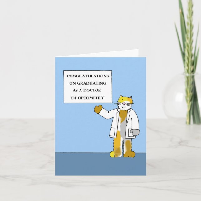 Tarjeta Felicitaciones por graduarse como doctor en optome (Anverso)