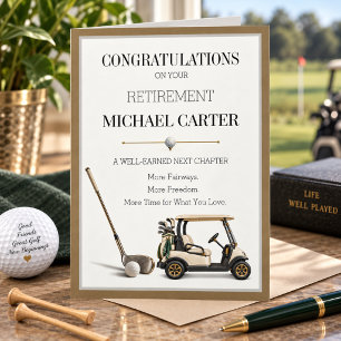 Tarjeta Felicitaciones por Jubilación de Golf Minimalista